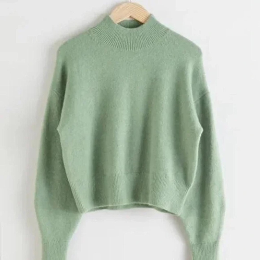 & Other Stories Mock Neck Sweater - XS GREEN